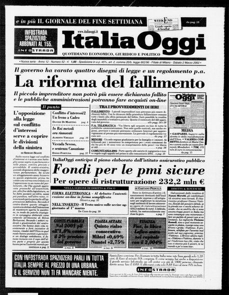 Italia oggi : quotidiano di economia finanza e politica